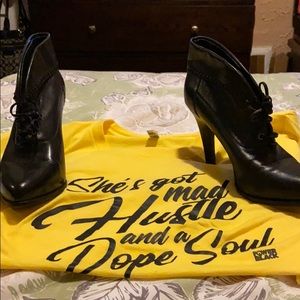 Black leather booties